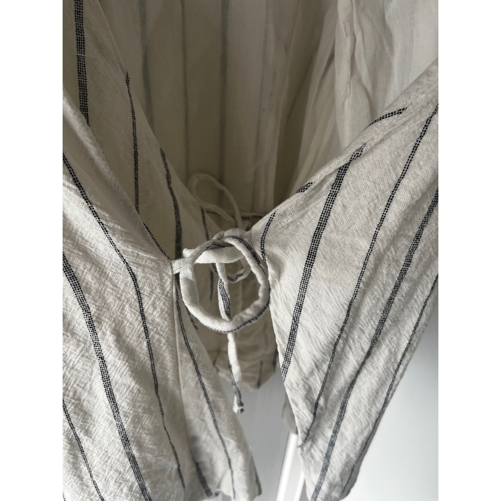 Old Navy Womens XL Ivory Navy Blue Striped Sleeveless Side Tie Wrap Vest Linen - Picture 9 of 9